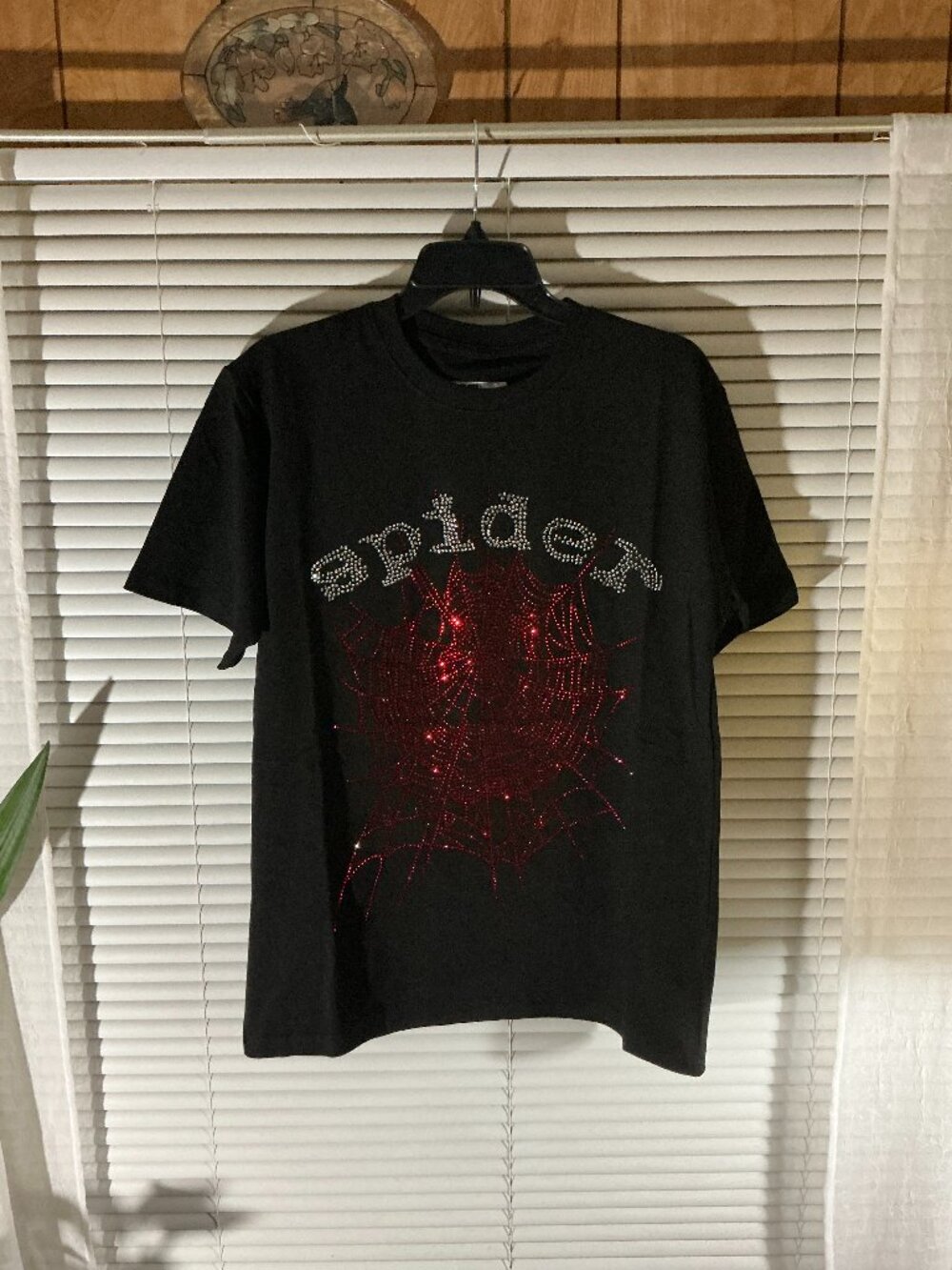 Black Sp5der tee " Red Rhinestones"